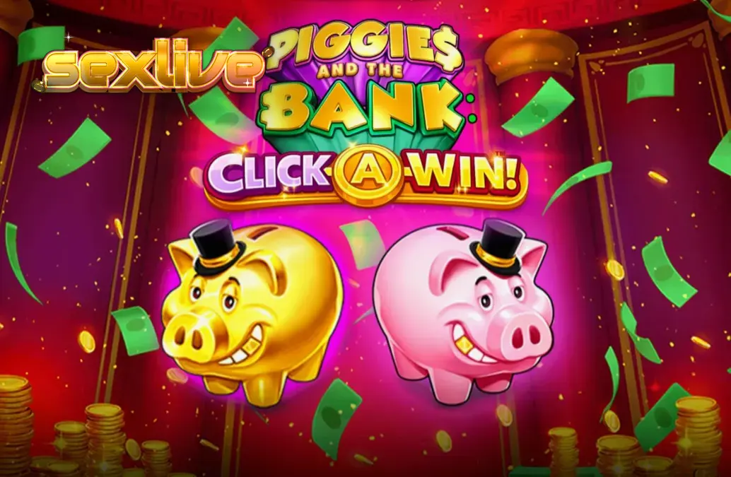 Giao diện trò chơi Piggies and the Bank: Click-A-Win với chú heo đất sang trọng